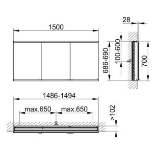 Зеркальный шкаф Keuco Royal Modular 800300150000300 150 см